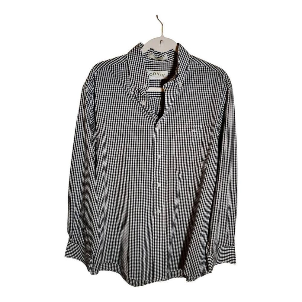 Orvis Men's Black/White Check Shirt Size Medium